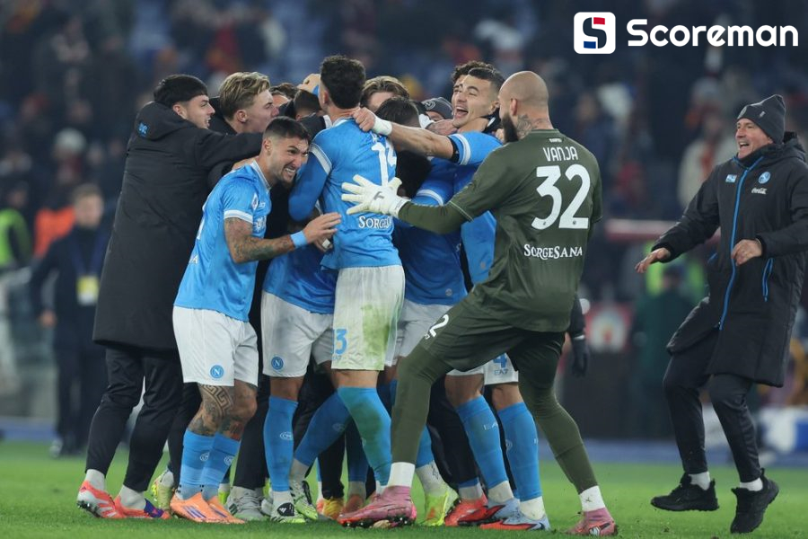 나폴리, 유벤투스에 2-1 승리... 호일룬 멀티골 폭발→POTM 선정